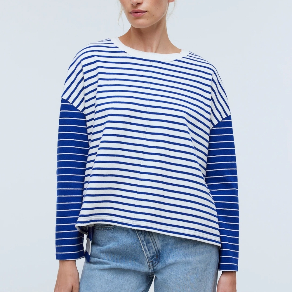 Madewell Striped Blue and White Rigby Women's Top, Size Small